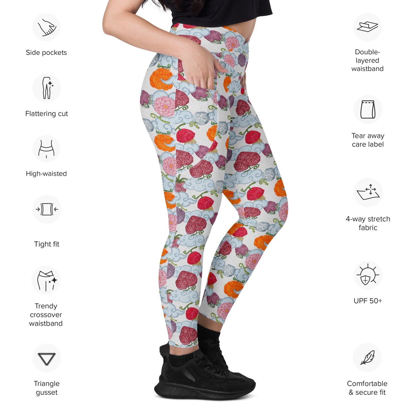 Fruit Salad Crossover leggings with pockets
