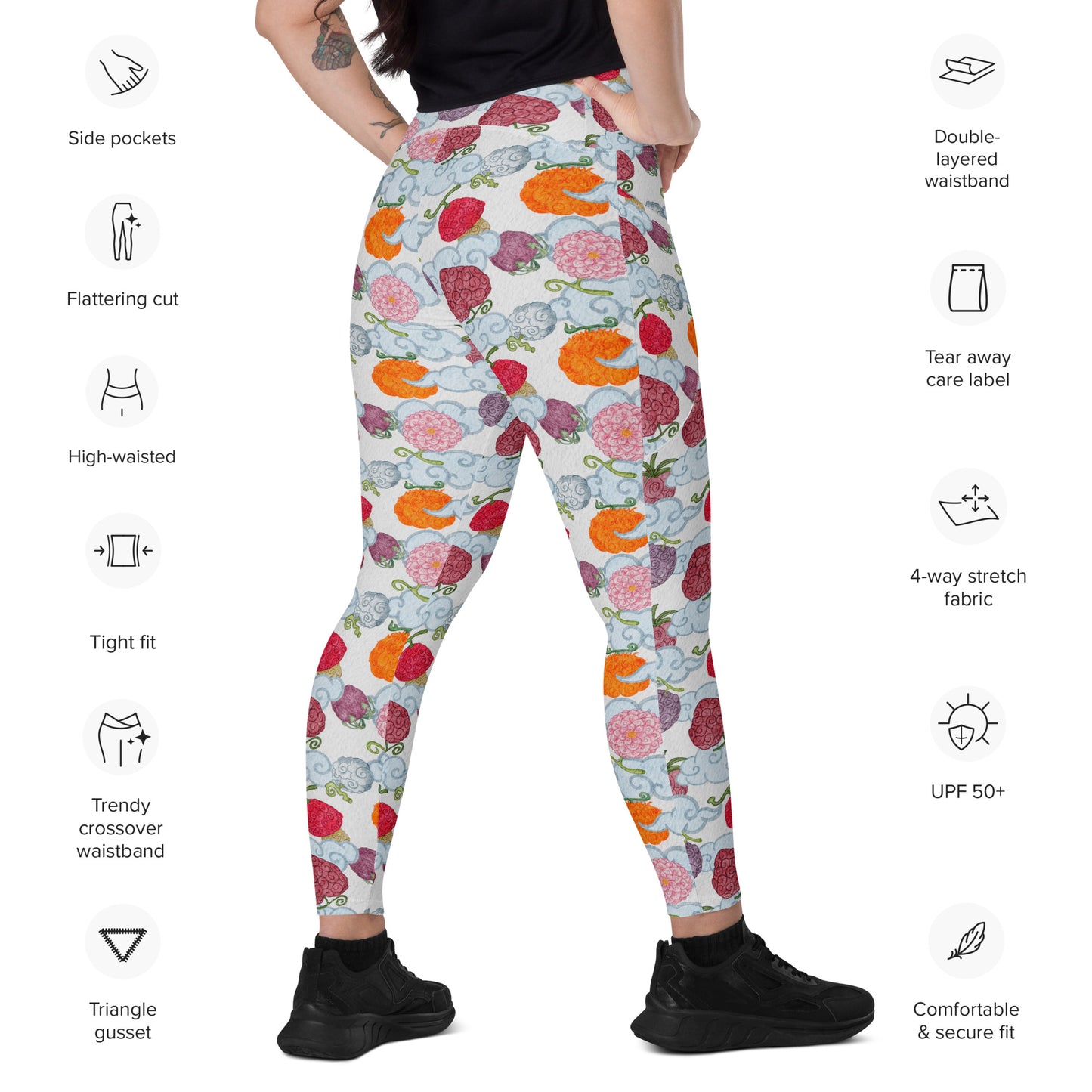 Fruit Salad Crossover leggings with pockets