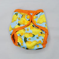 newborn cloth diaper cover featuring artwork inspired by dragon ball z