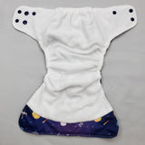 inner view of cloth diaper, featuring fleece lining wicking layer