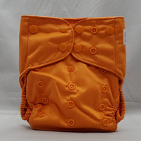 overnight cloth diaper. A modern cloth diaper with a fandom-inspired design. Vibrant and detailed, color inspired by legend of zelda. Ganon Orange