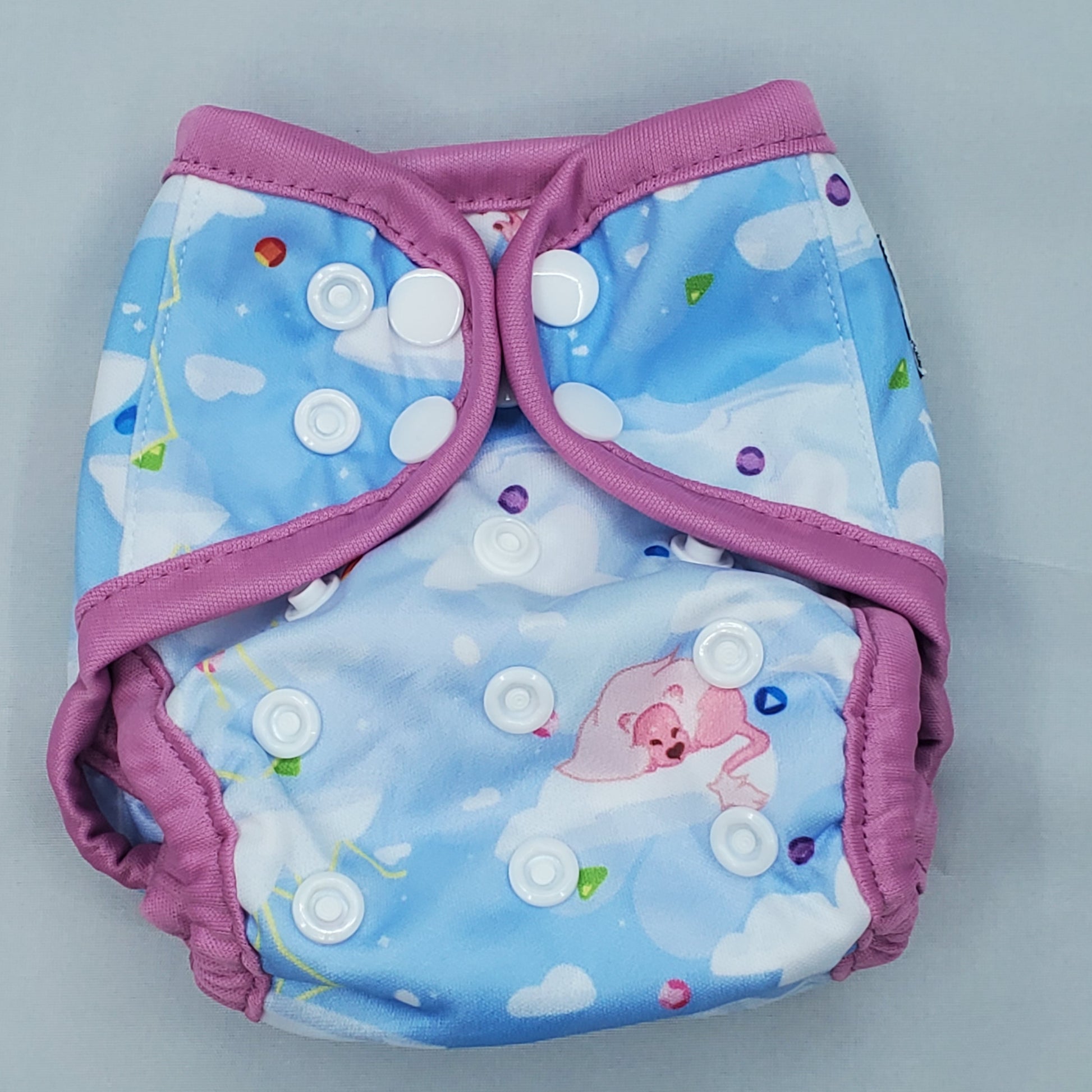 newborn cloth diaper cover featuring artwork inspired by steven universe