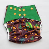 cloth diaper with extended size range of 20-60+lbs.  A modern cloth diaper with a fandom-inspired design inpired by the hobbit and the lord of the rings